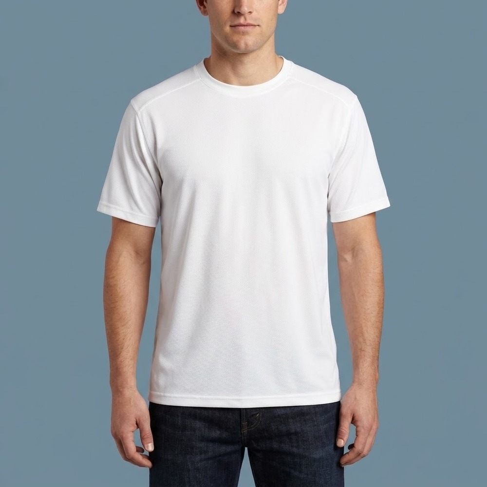 ExOfficio Base Layer T-Shirt Mens Large White Nylon‎ Mesh Crewneck EUC